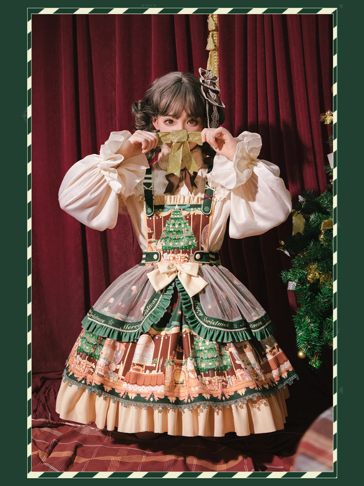 Netherland dwarf and Christmas tree jumper skirt with fur tippet