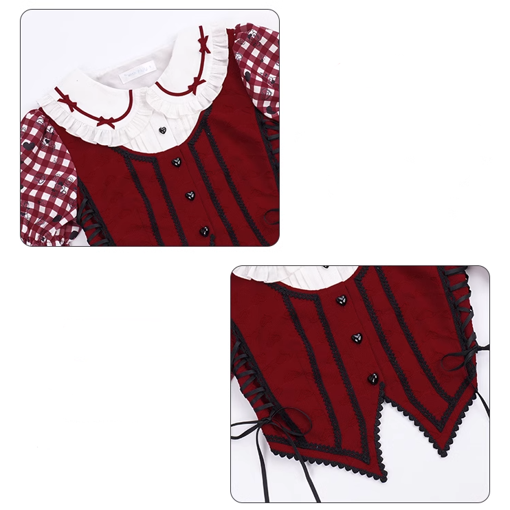 Queen of Hearts Gingham check blouse and skirt setup
