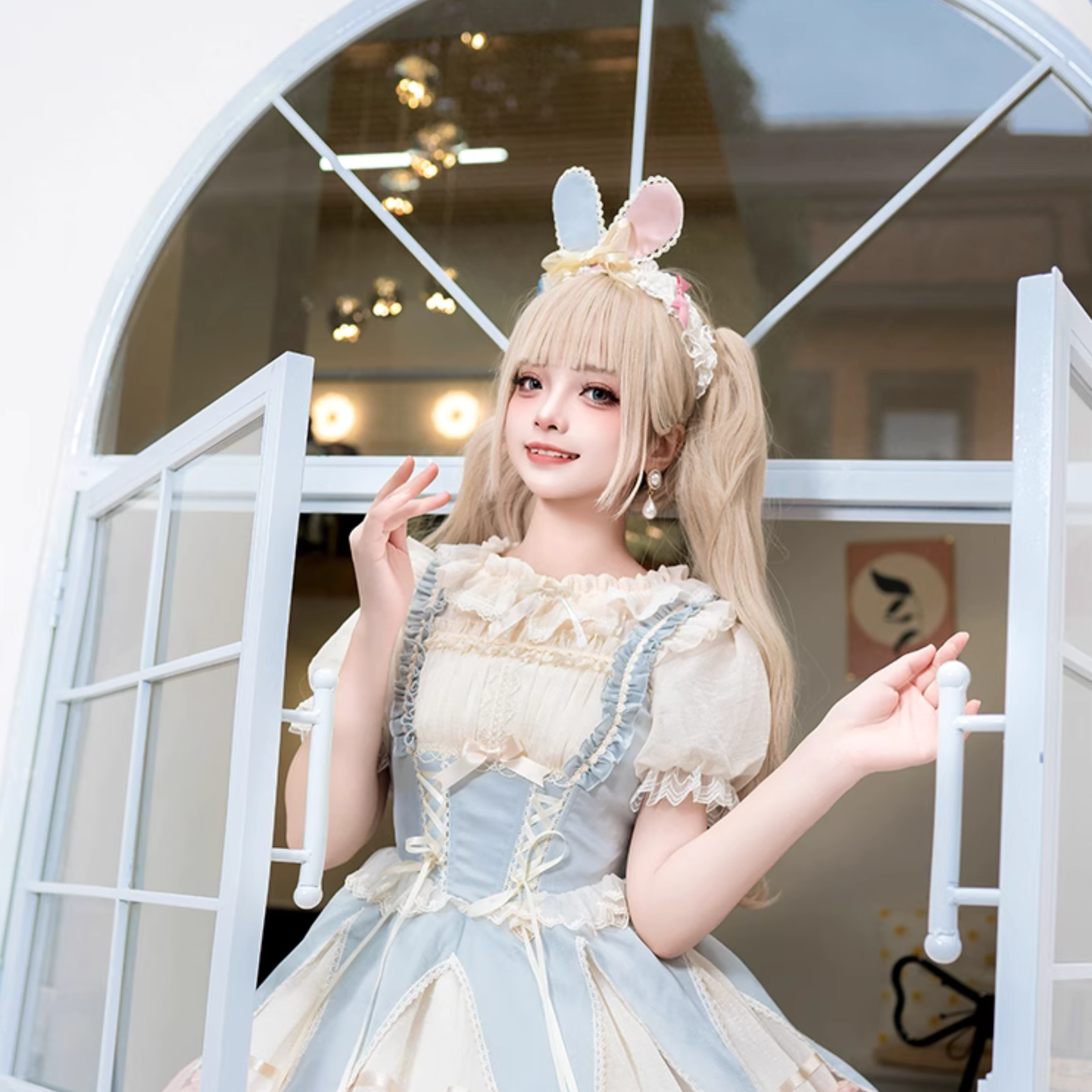 Starlight Bunny pink and blue jumper skirt