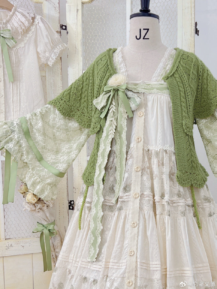 【受注予約8/18まで】White Blooming Season 半袖ニットカーディガン