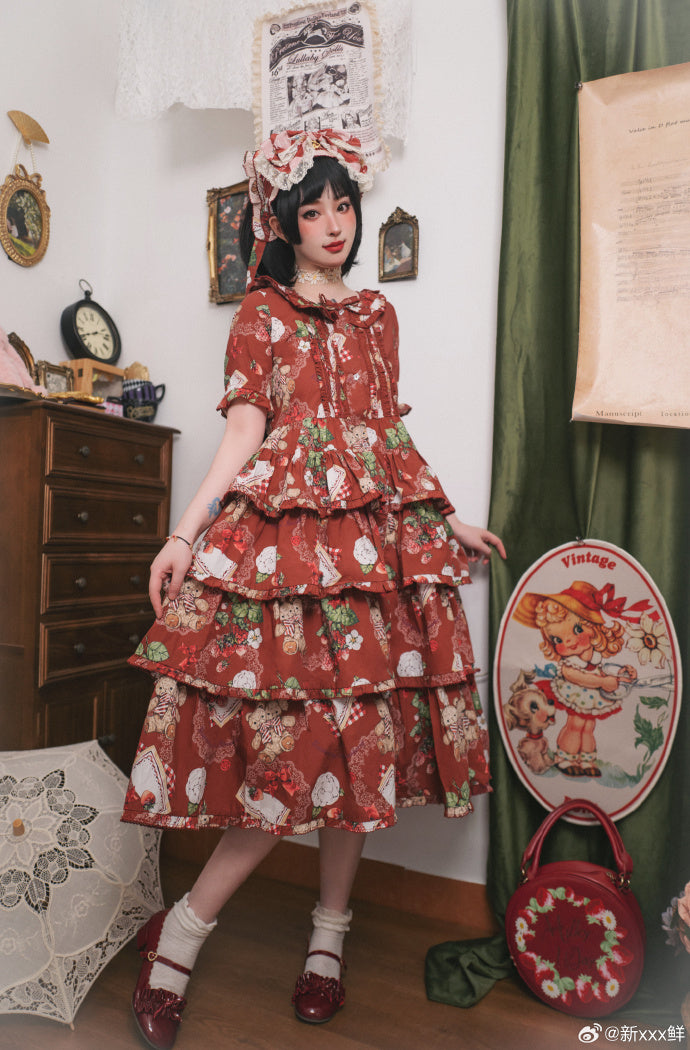 [Sale period ended] Camellia Berry short sleeve dress tiered type