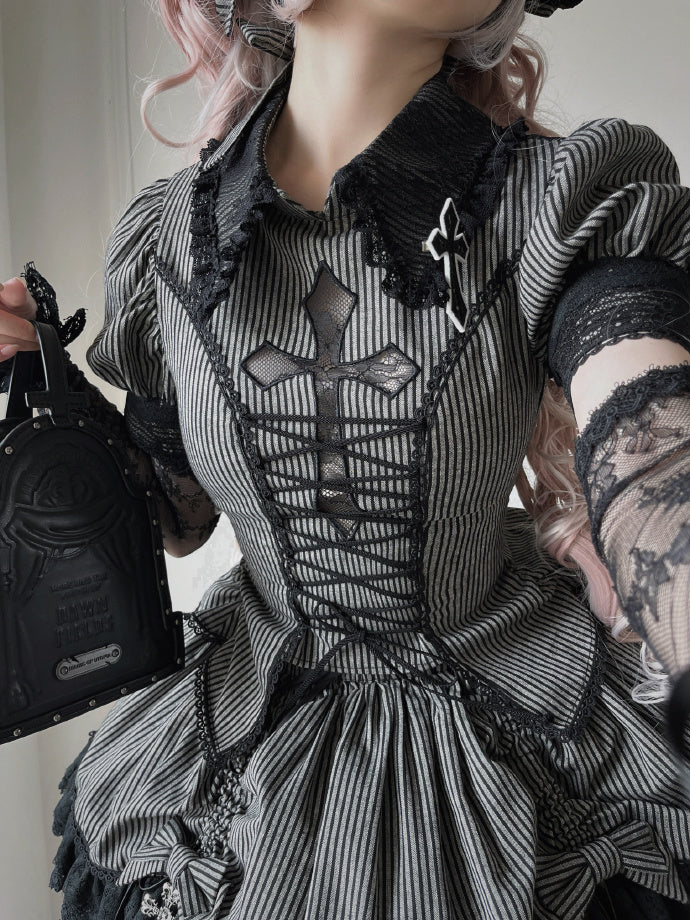 【受注予約6/26まで】条紋十字 ストライプのミニスカートセットアップ