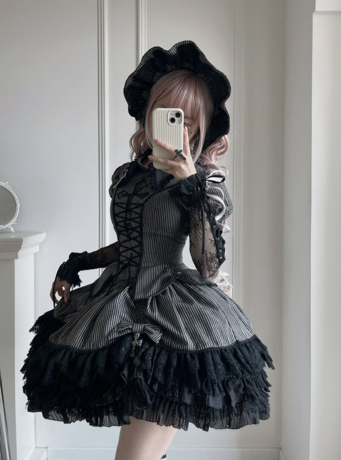 【受注予約6/26まで】条紋十字 ストライプのミニスカートセットアップ