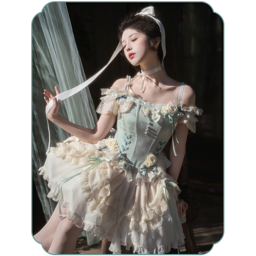 白薔薇のバレエ風ジャンパースカート