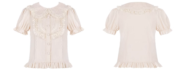 Short-sleeved blouse in off-white color