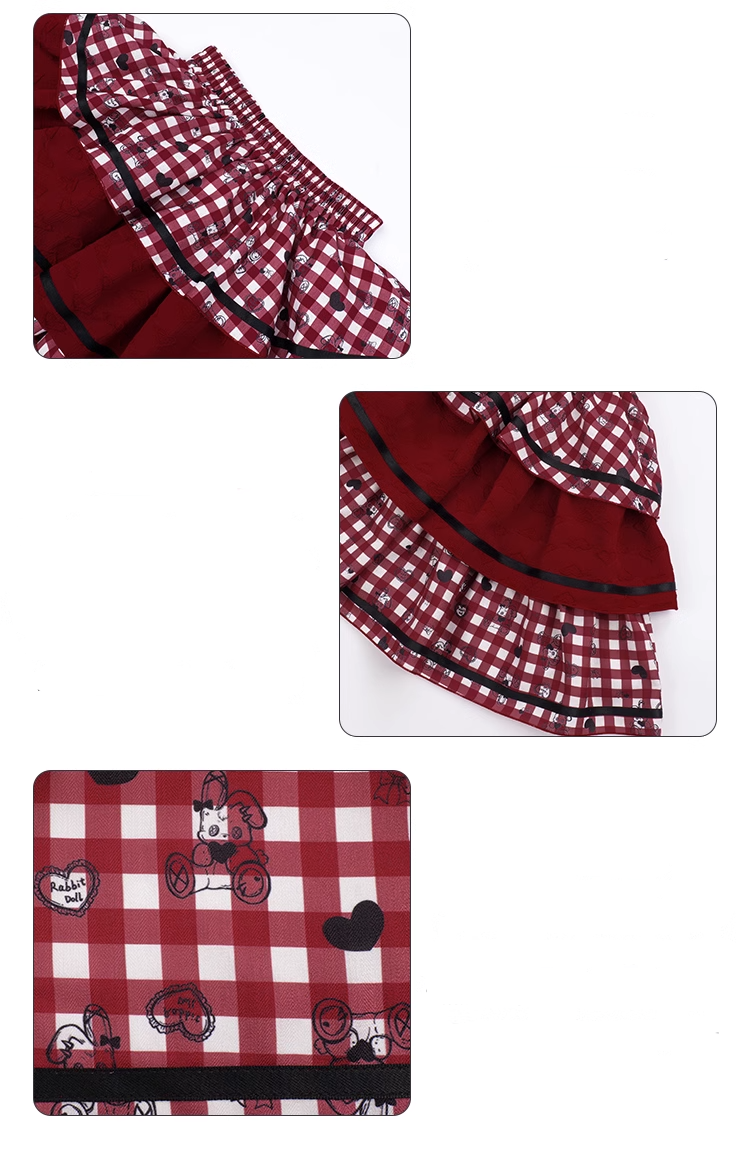Queen of Hearts ギンガムチェックのブラウスとスカートのセットアップ