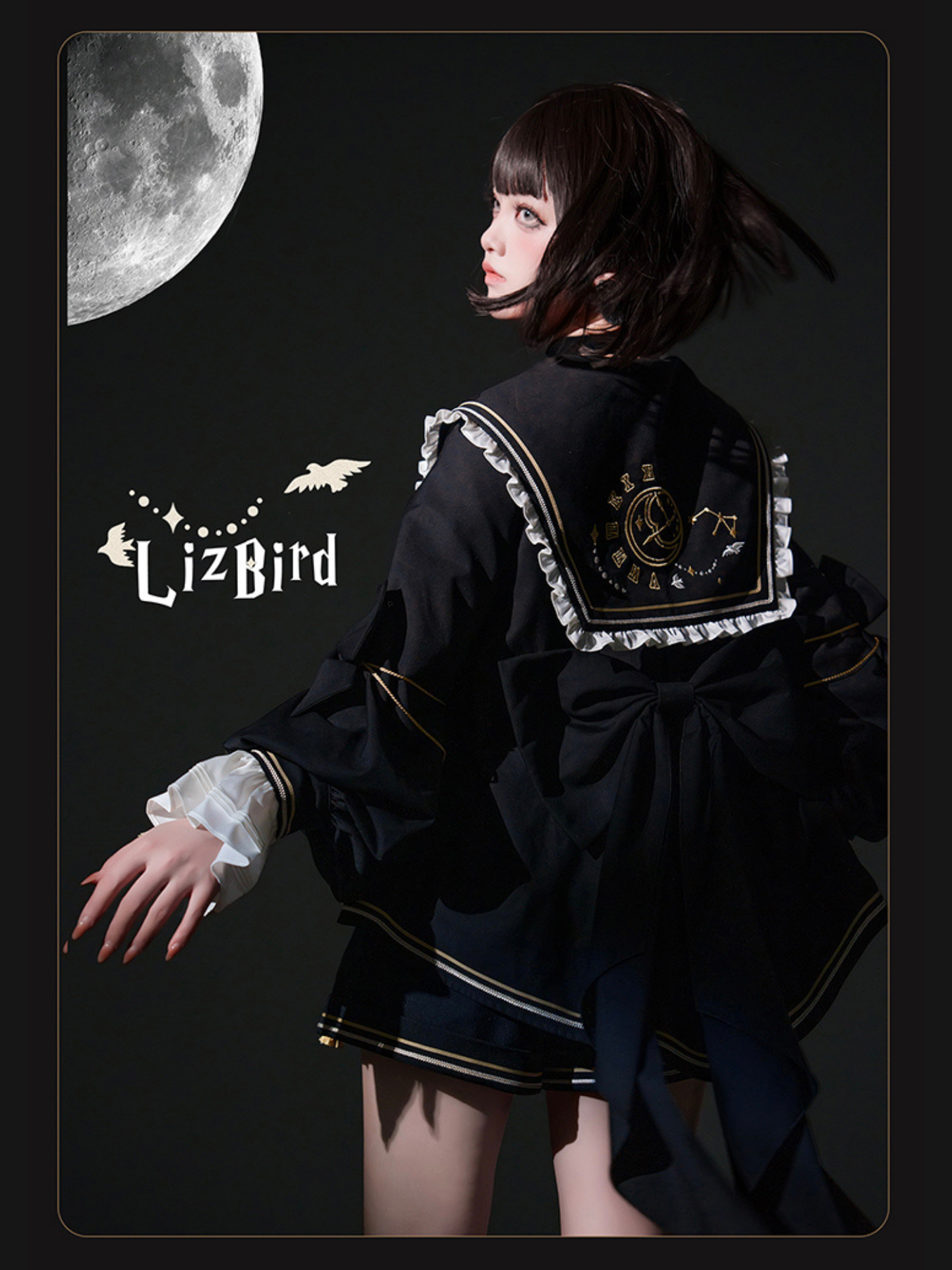 Starry Moon セーラー襟トップスとショートパンツセット