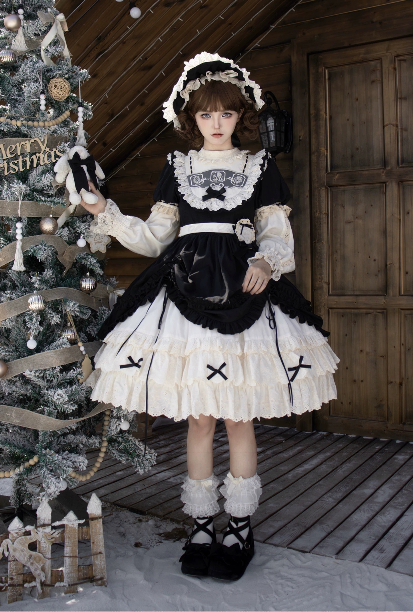 Ribbon Doll 3段フリルワンピースと付け袖 全3色