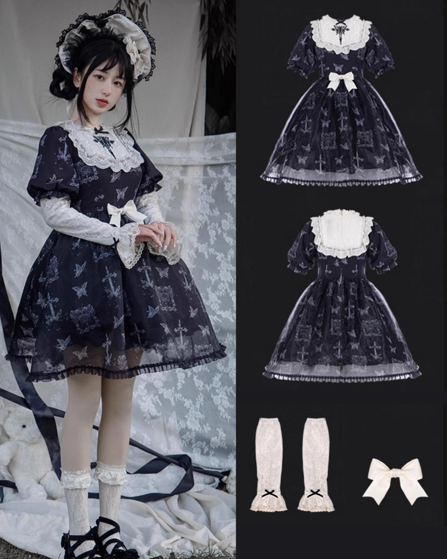 [Pre-order] Black butterfly 2way dress