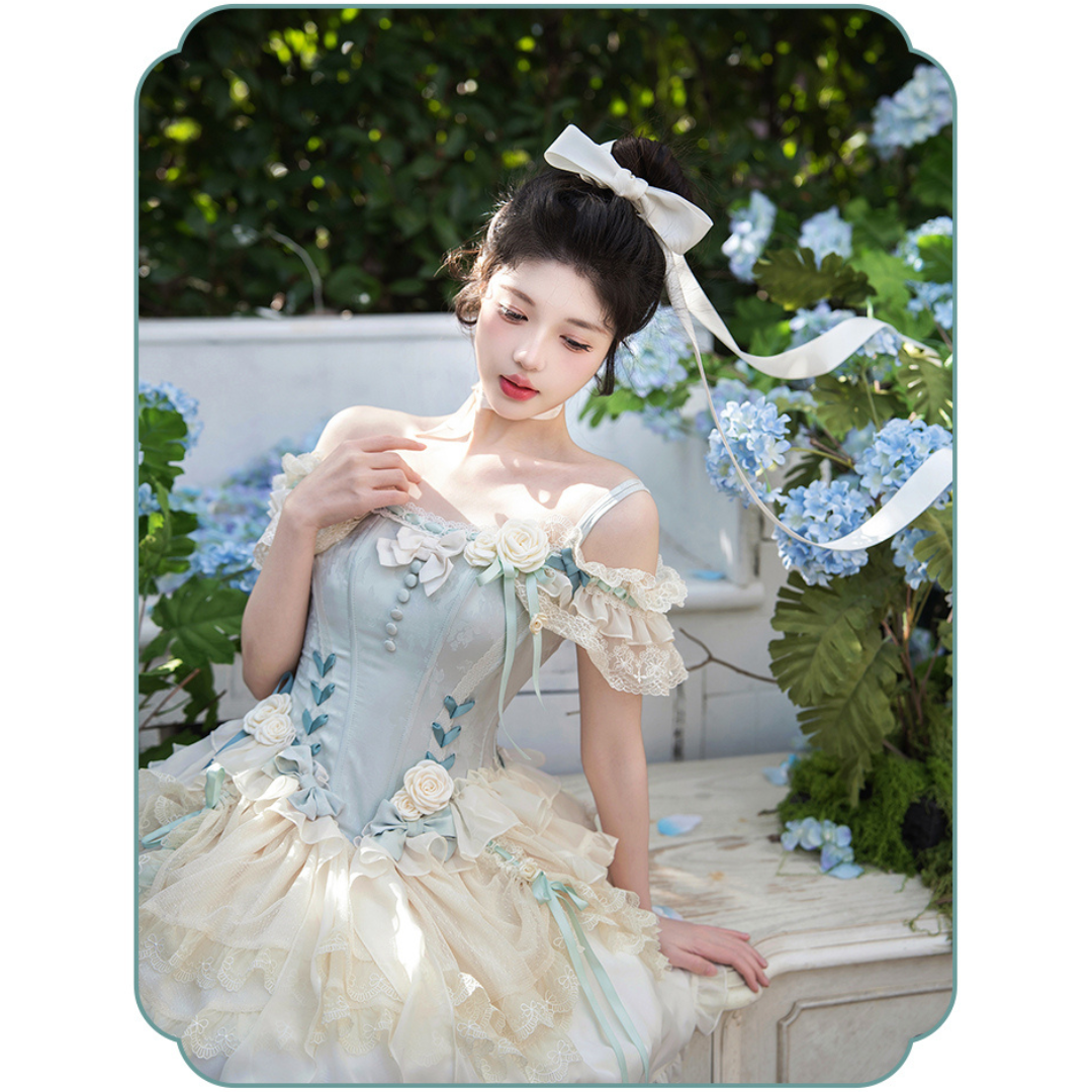 白薔薇のバレエ風ジャンパースカート