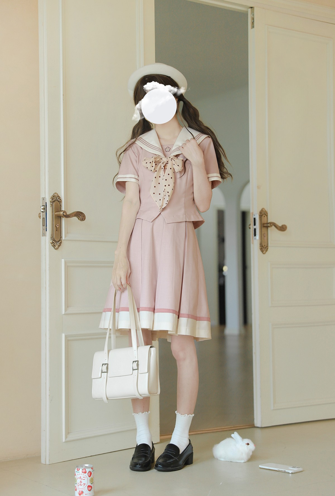 初桜 リボンタイ付きセーラーカラートップス