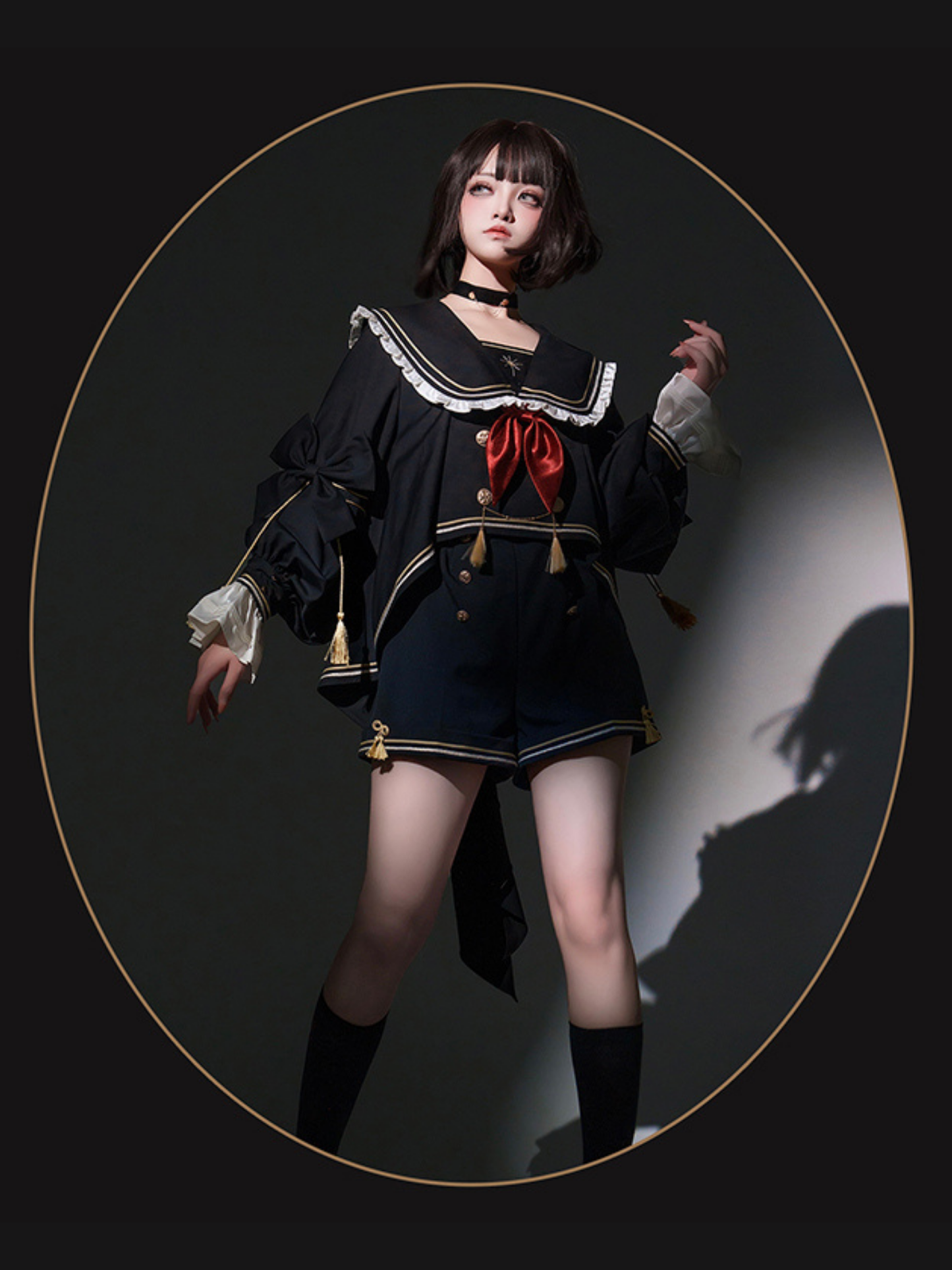 Starry Moon セーラー襟トップスとショートパンツセット