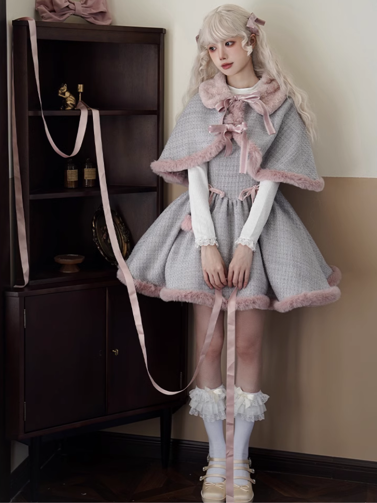 Love Song Pink Boa Jumper Skirt and Cape