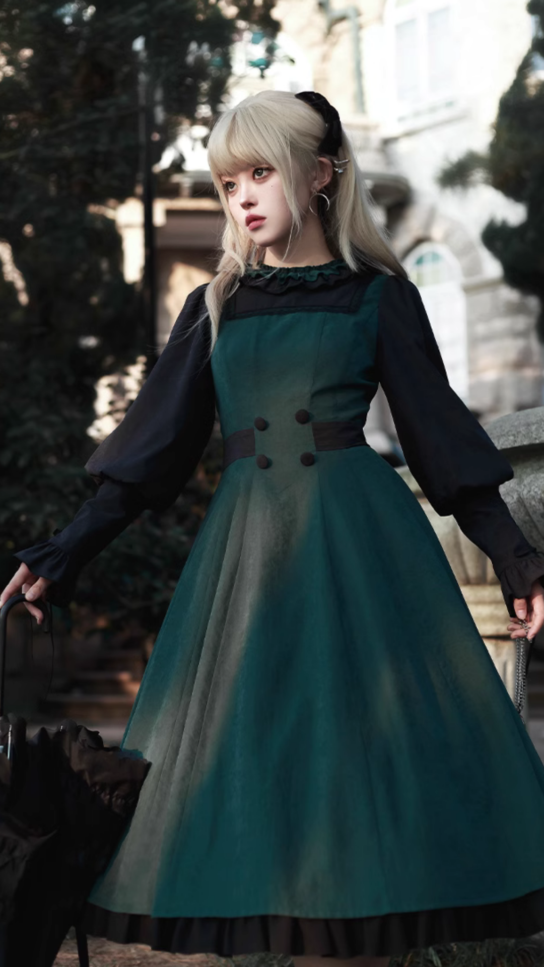 [Pre-order] Pharmacy Apprentice Witch Long Sleeve Dress and Cape with Ribbon Tie