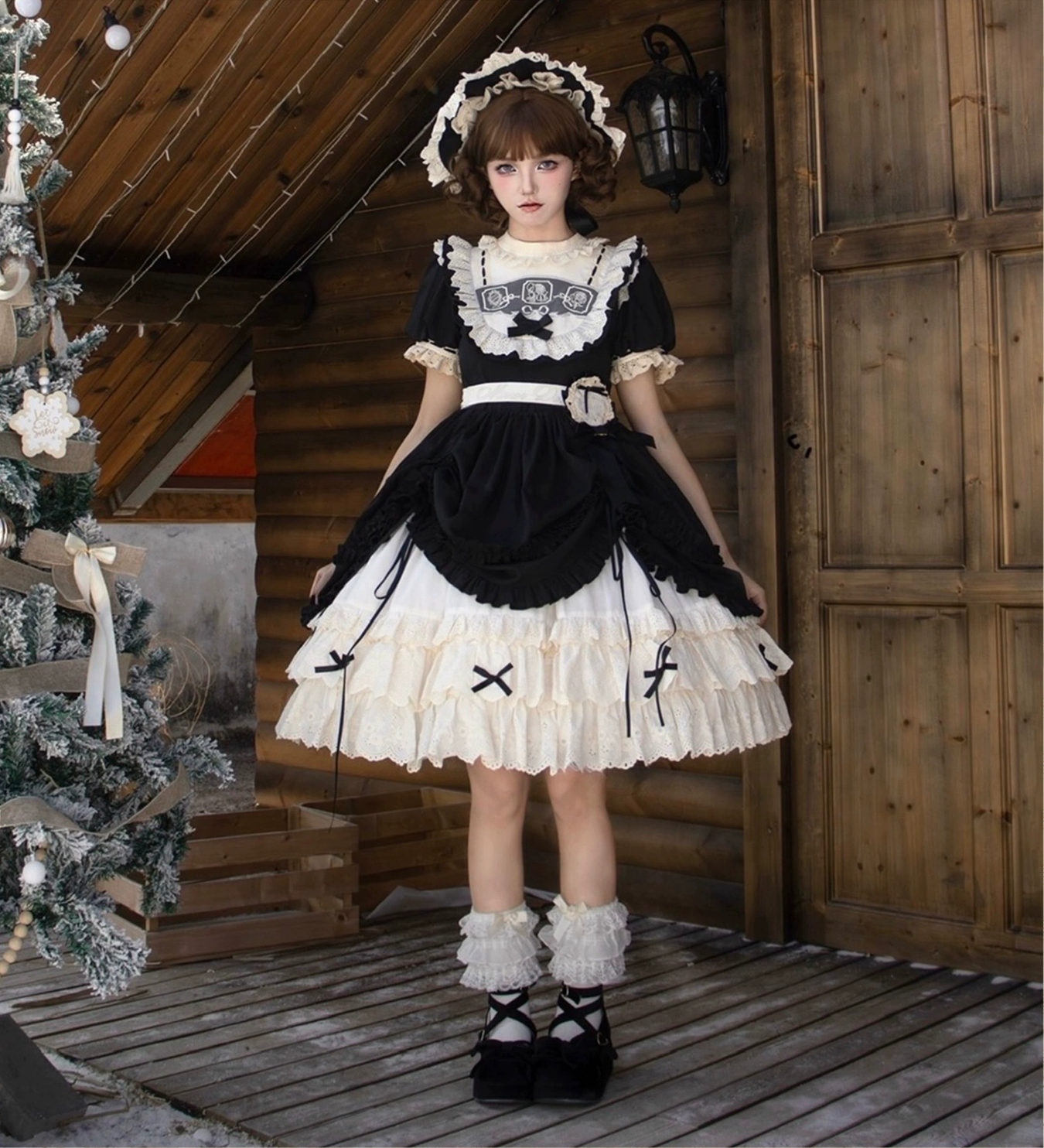 Ribbon Doll 3段フリルワンピースと付け袖 全3色