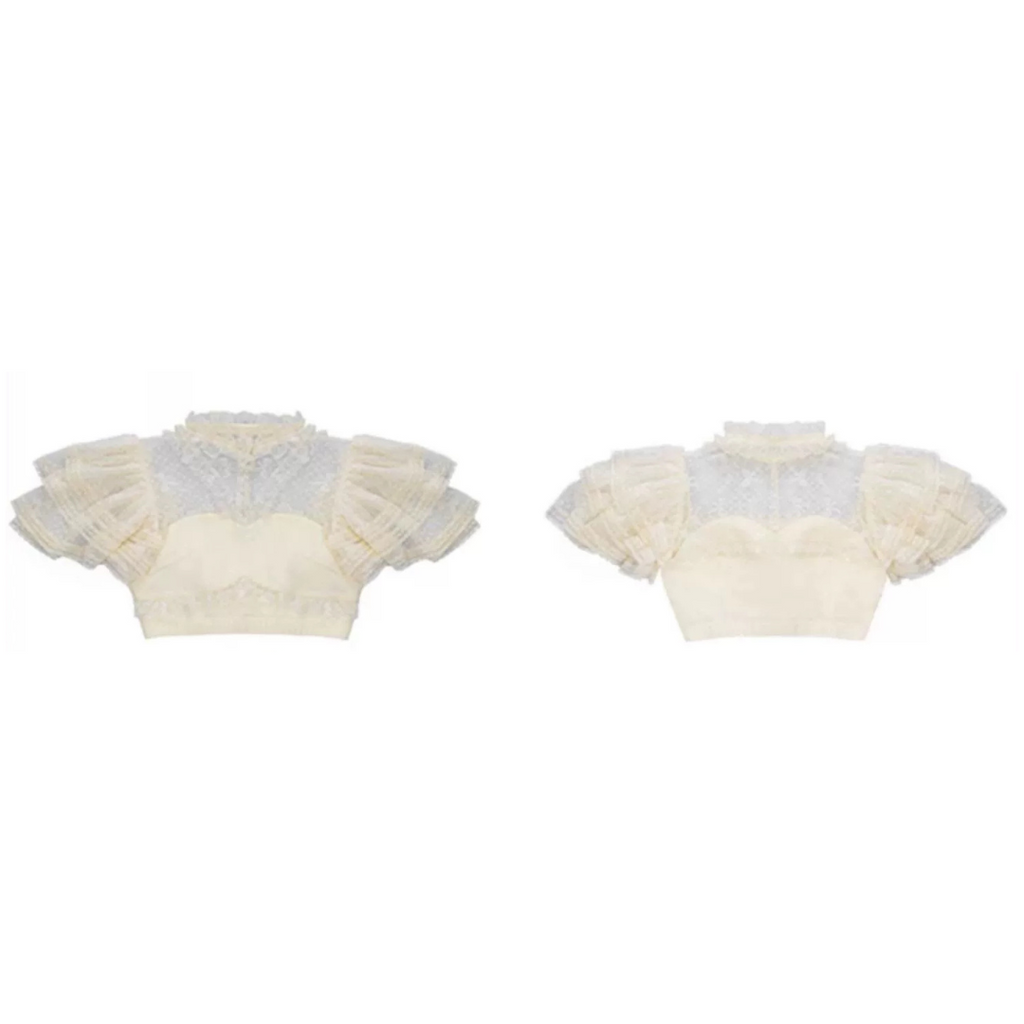 Frill lace short sleeve blouse