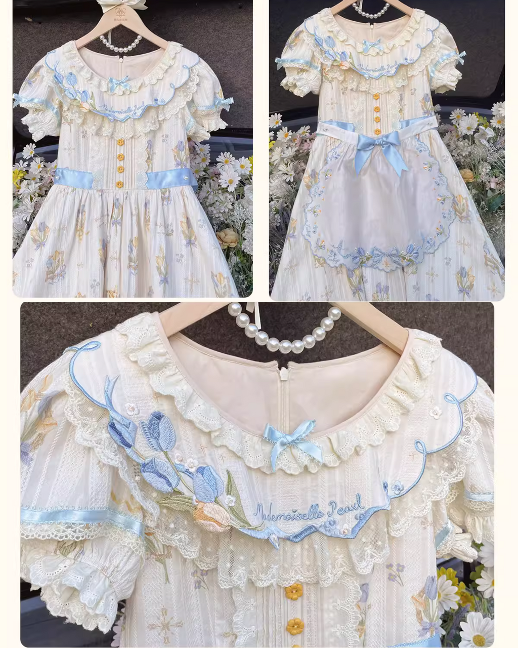 Tulip Bouquet ラウンドネックコットンワンピース