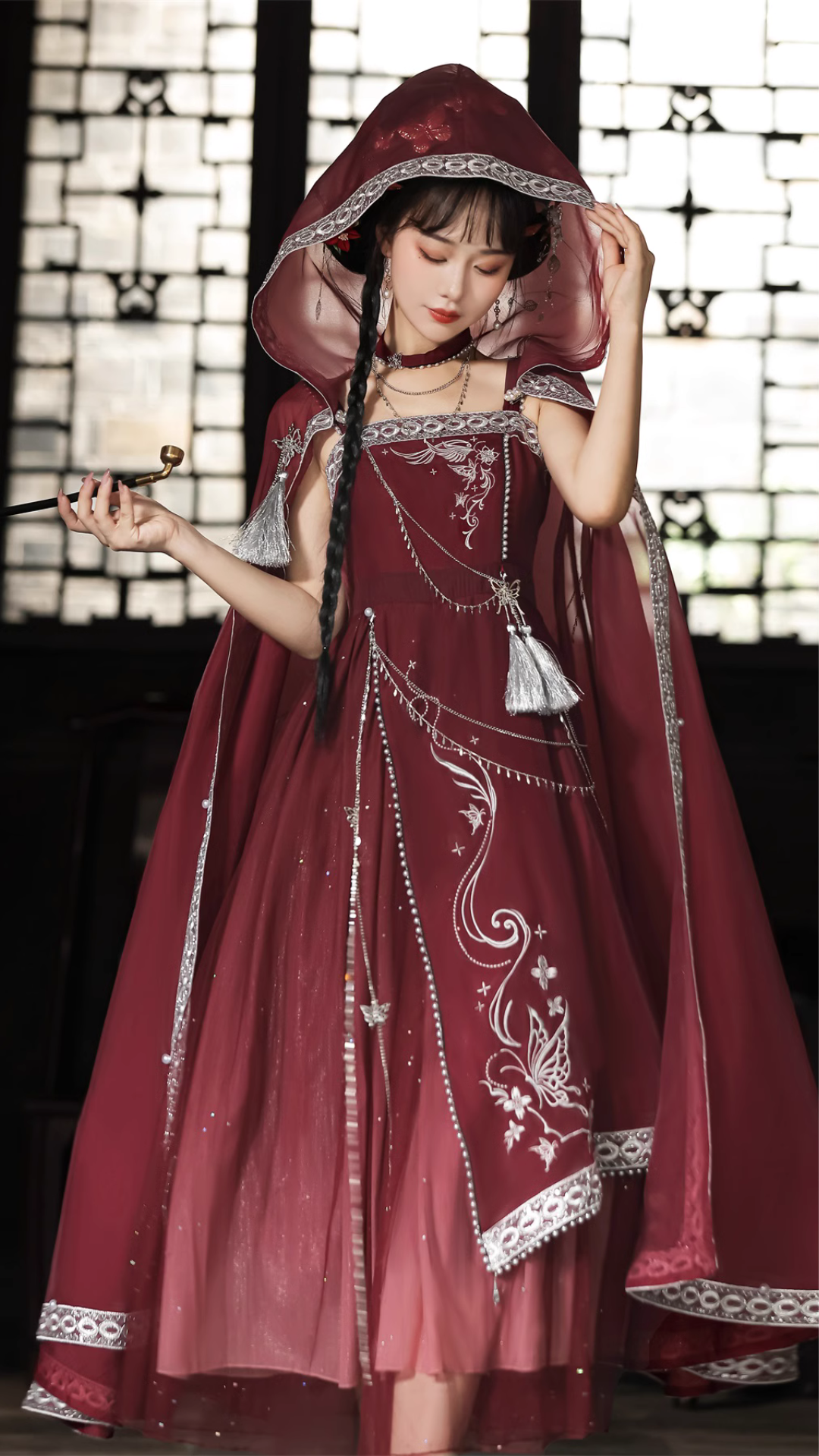 Galactic Feast Silver Embroidered Jumper Skirt and Cape with Choker