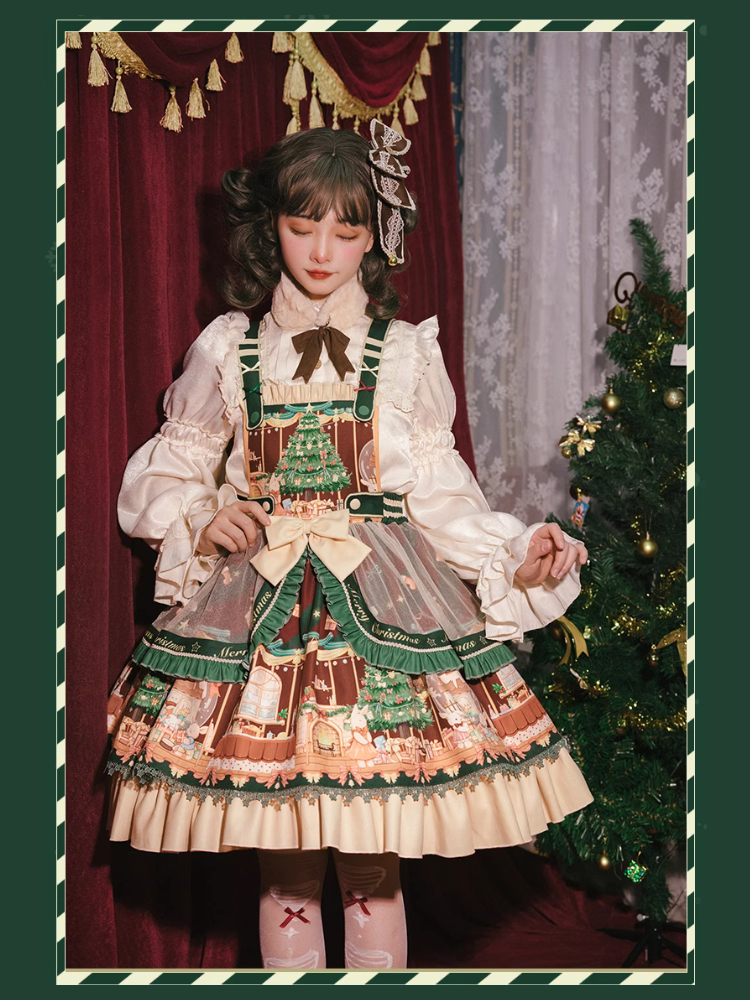 Netherland dwarf and Christmas tree jumper skirt with fur tippet