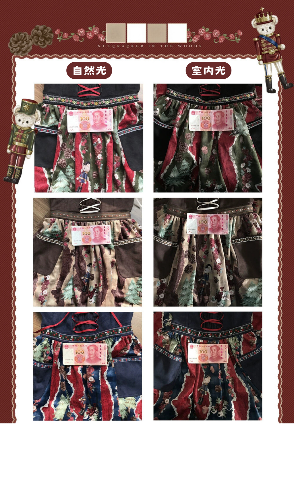Nutcracker Bear Country-style Floral Embroidered Jumper Skirt
