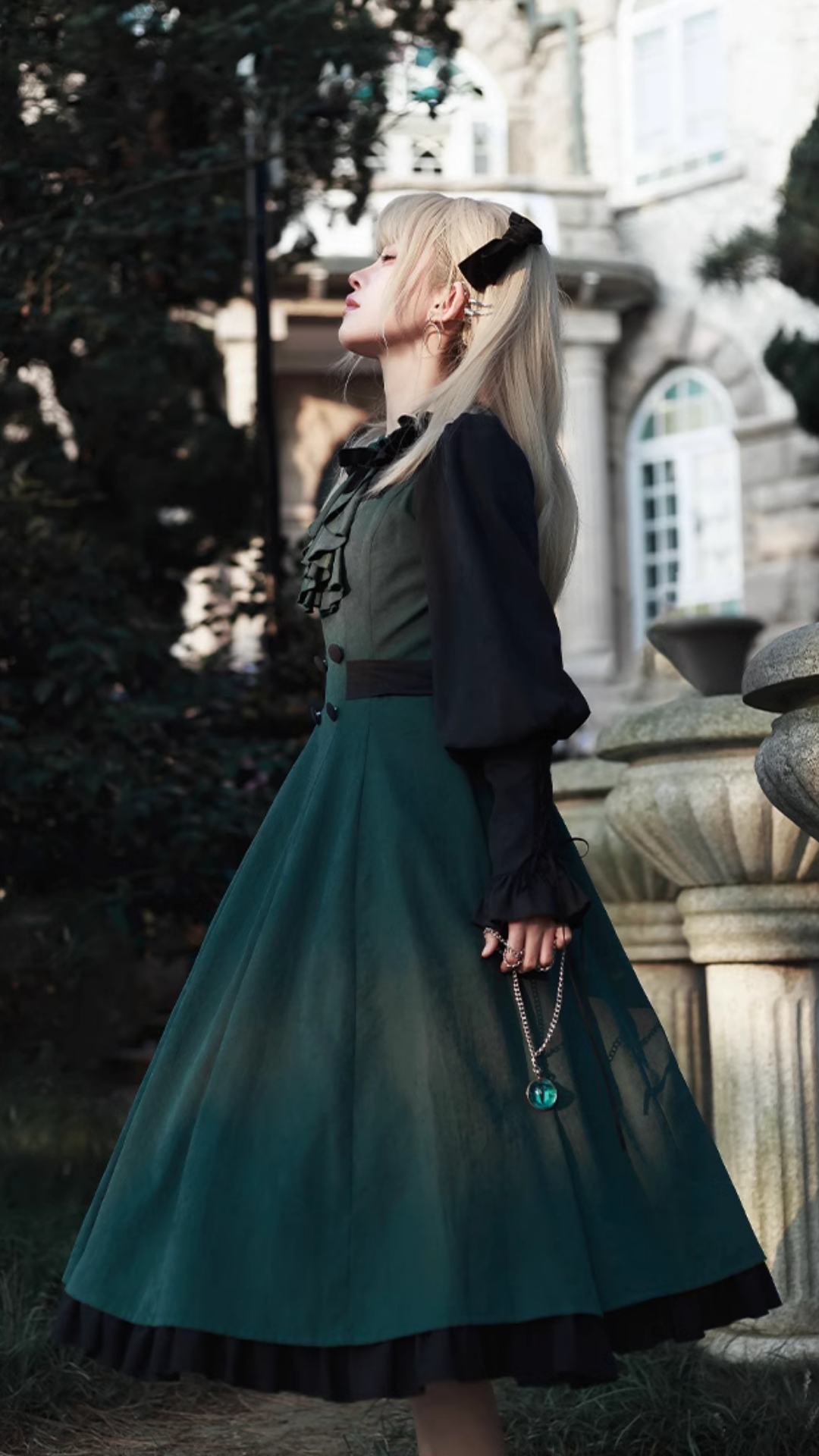 Pharmacy Apprentice Witch Long Sleeve Dress and Cape with Ribbon Tie