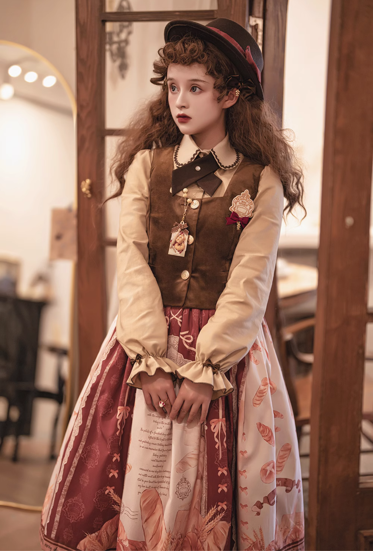 [Pre-order] Bread morning Bread and Ribbon 2-way Suspender Skirt