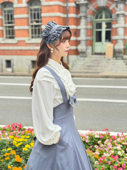 【深澤翠様着用】クラシカルリボンジャンパースカート・グレー