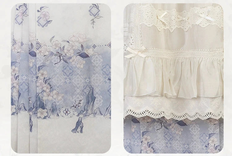 Sakura flower blue gradient set up with apron