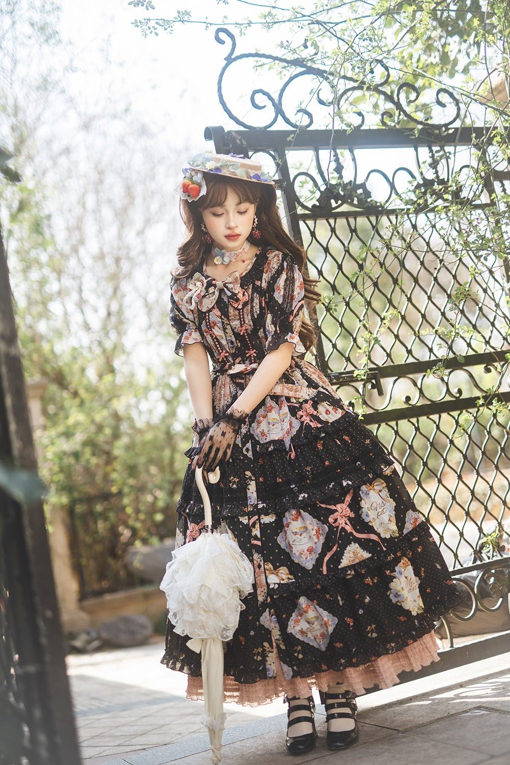 [Sale period has ended] Cat Rose Tea Party Daily Dress 4 Piece Set Long Length