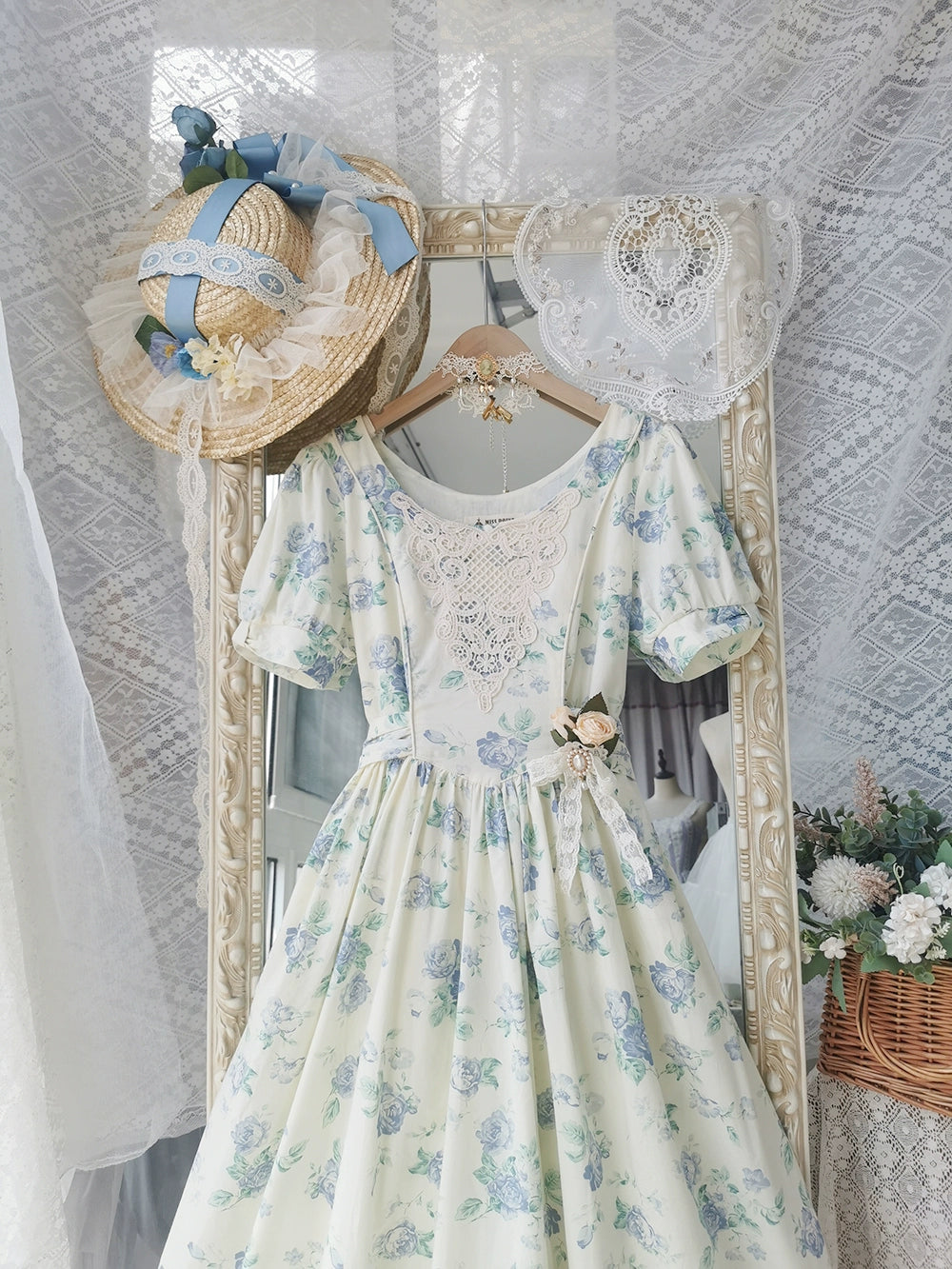 【予約販売】Rose Song ヴィンテージデザイン半袖ワンピース