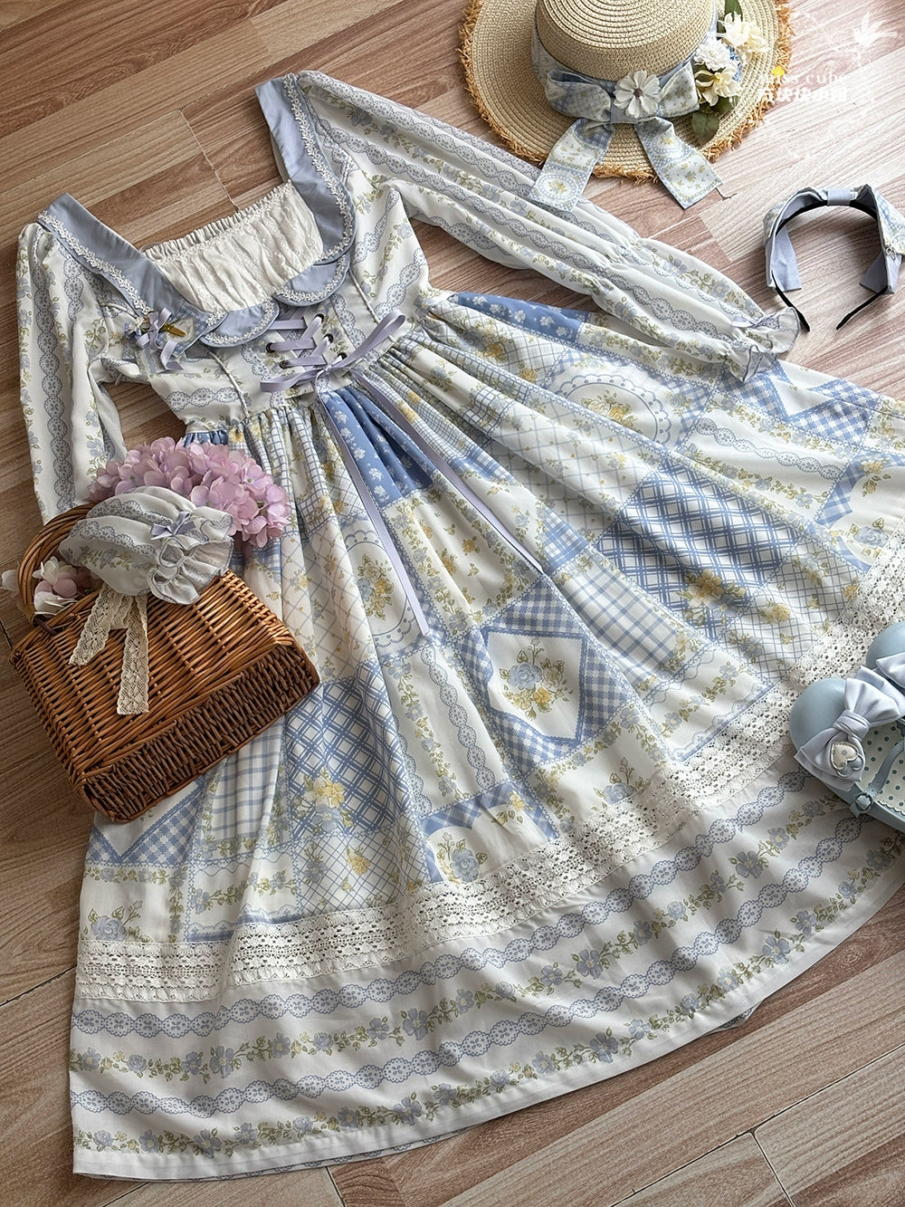【予約販売】Pathwork Garden カントリー風長袖ワンピース