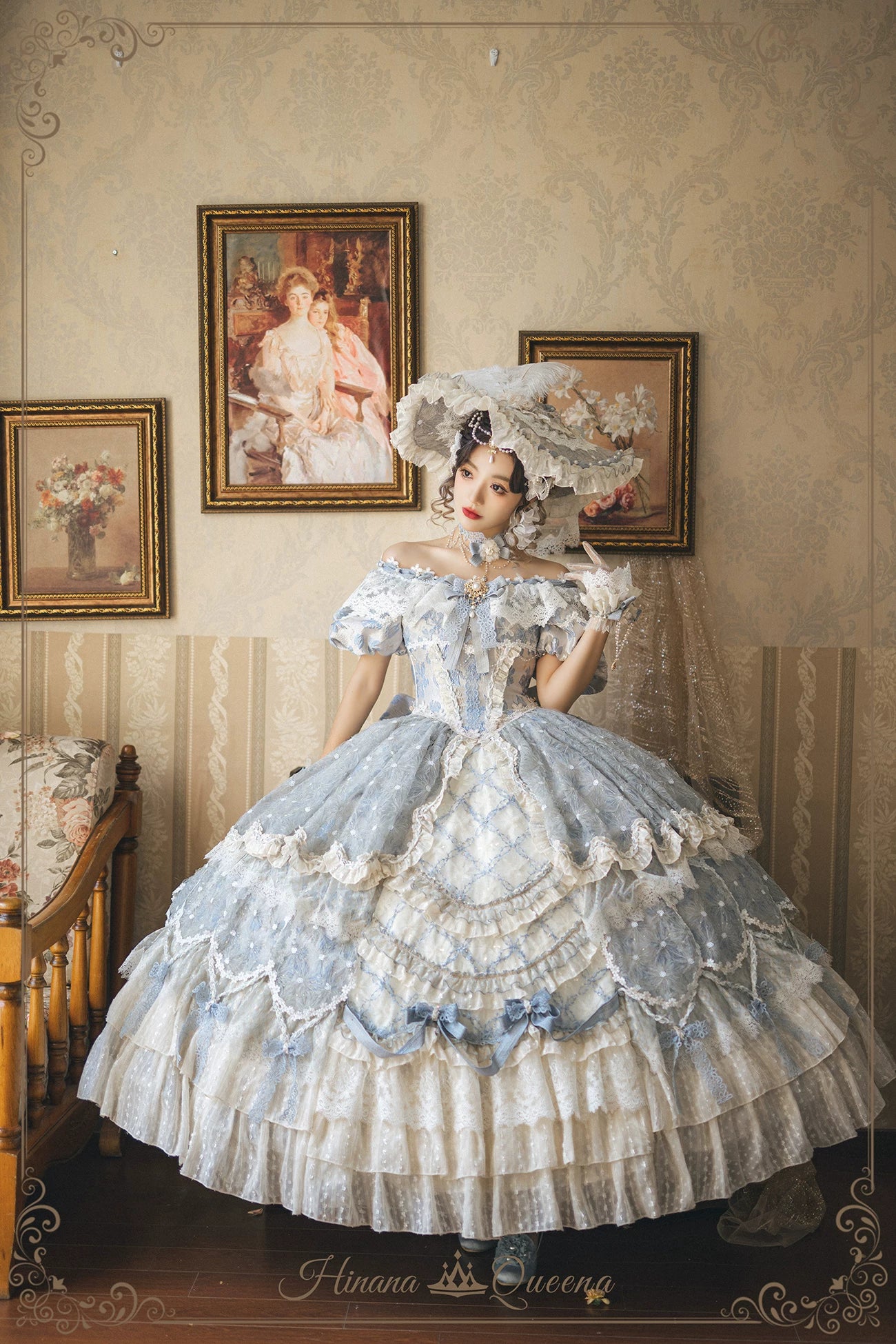 【受注予約9/16まで】Dream Magnifique プリンセスドレス・ロング丈・パステルブルー