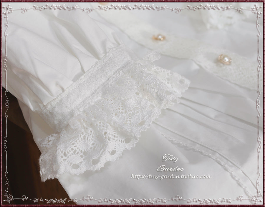 Retro cotton lace short sleeve blouse
