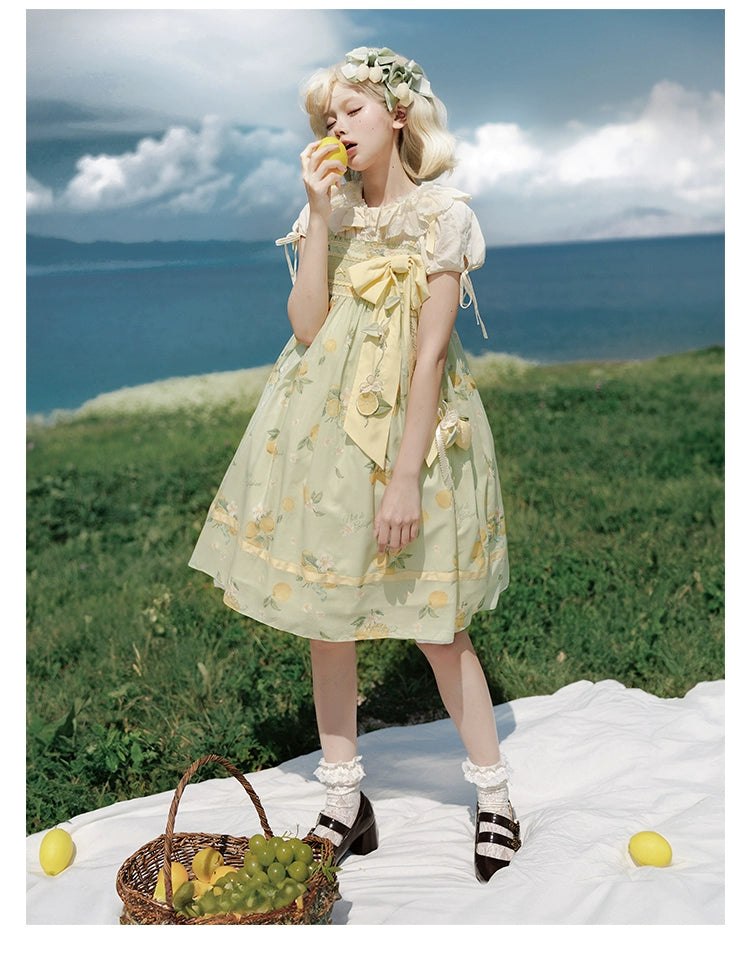 【受注予約7/16まで】Limone Town カントリー風ハイウエストジャンパースカート