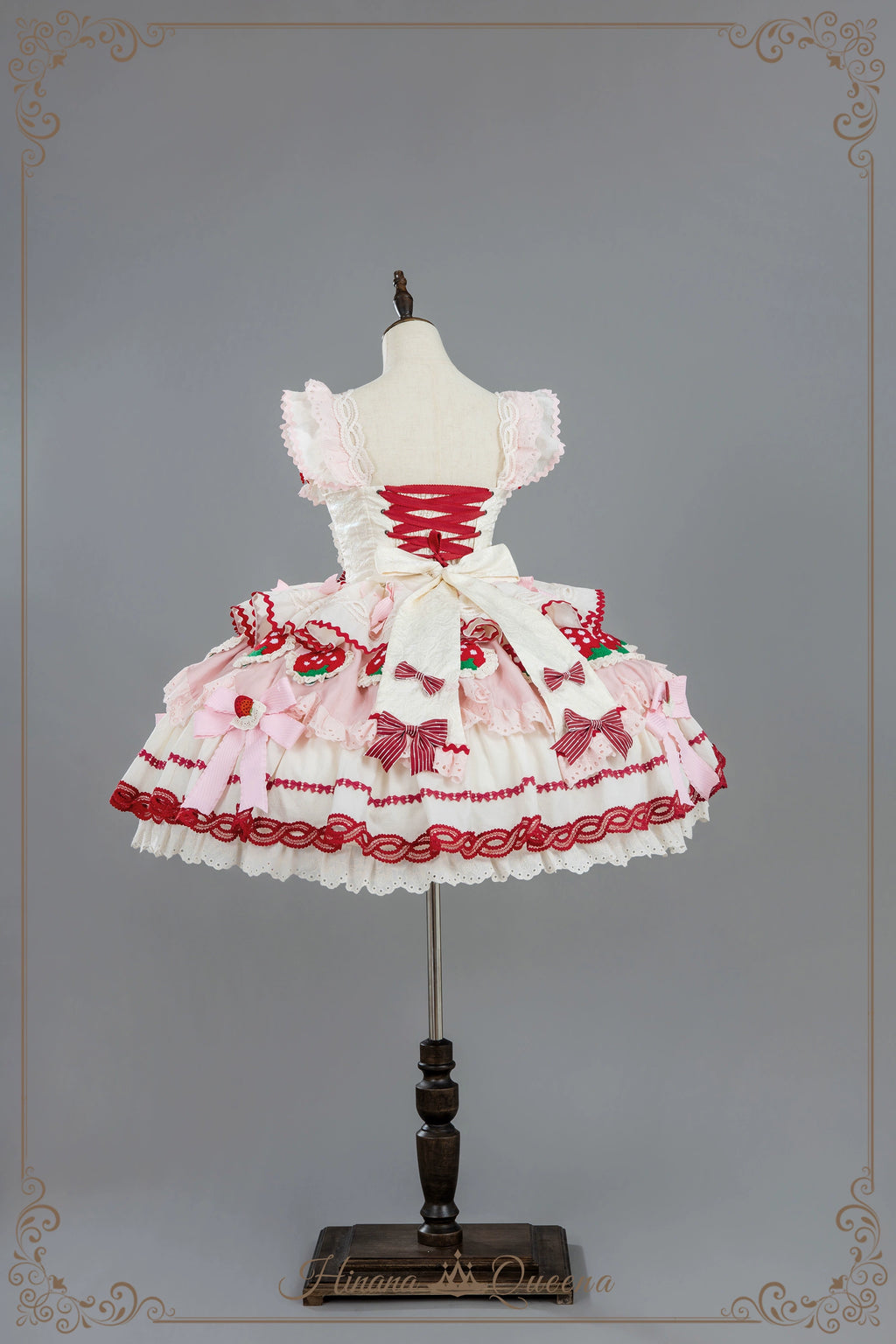 Strawberry Party リボンとフリルのデコレーションドレス・ノースリーブタイプ