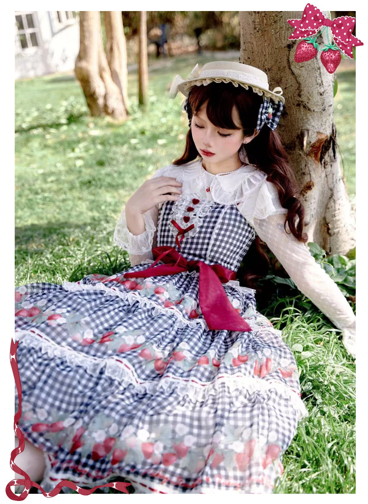 [Pre-orders accepted until 3/5] Have a Picnic, May Strawberry Gingham Check Jumper Skirt