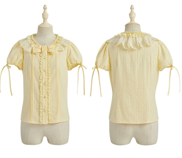 【受注予約7/16まで】Limone Town カントリー風半袖ブラウス