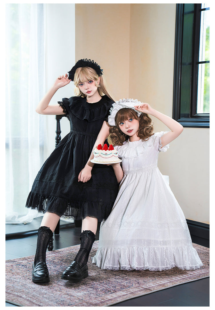 花刺繍入りコットンレースワンピース 単品＆セット