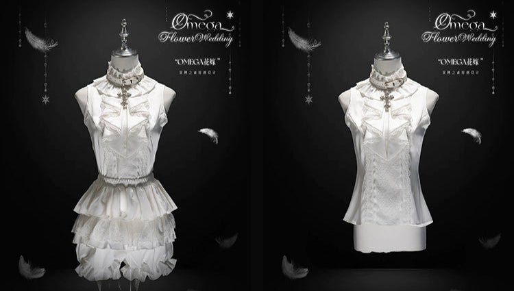 【受注予約7/3まで】Omega White レースとフリルの皇子系セットアップ