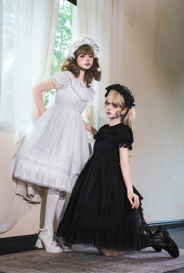 花刺繍入りコットンレースワンピース 単品＆セット