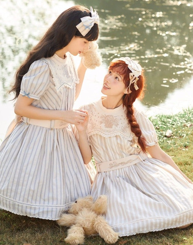 Go Picnicking Striped Short Sleeve Dress