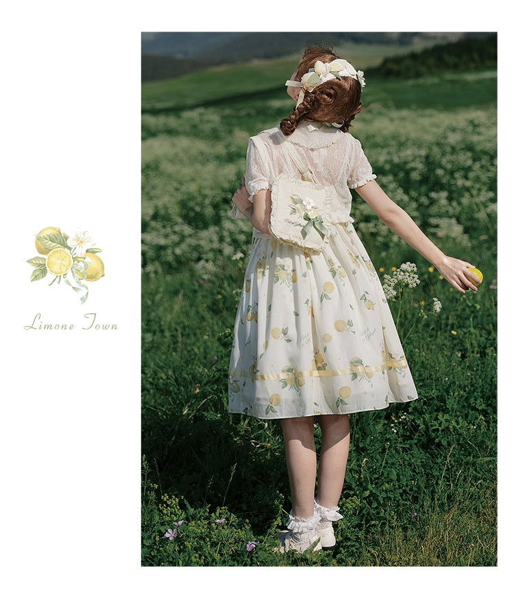 【受注予約7/16まで】Limone Town カントリー風ハイウエストジャンパースカート