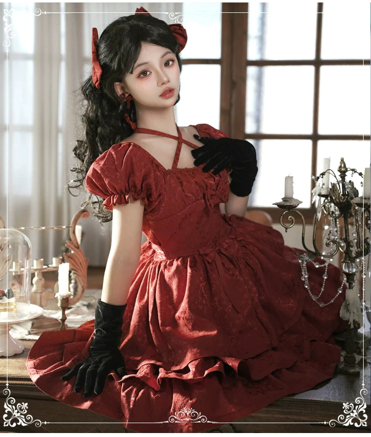 Rose of Thorns Cross Neck Ribbon Dress