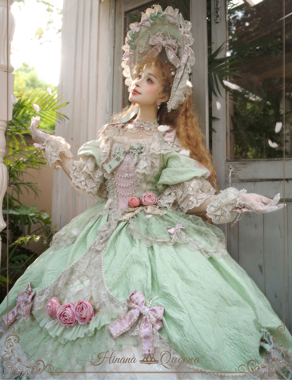 【受注予約6/26まで】Mirror Snow White プリンセスロングドレス・パステルグリーン