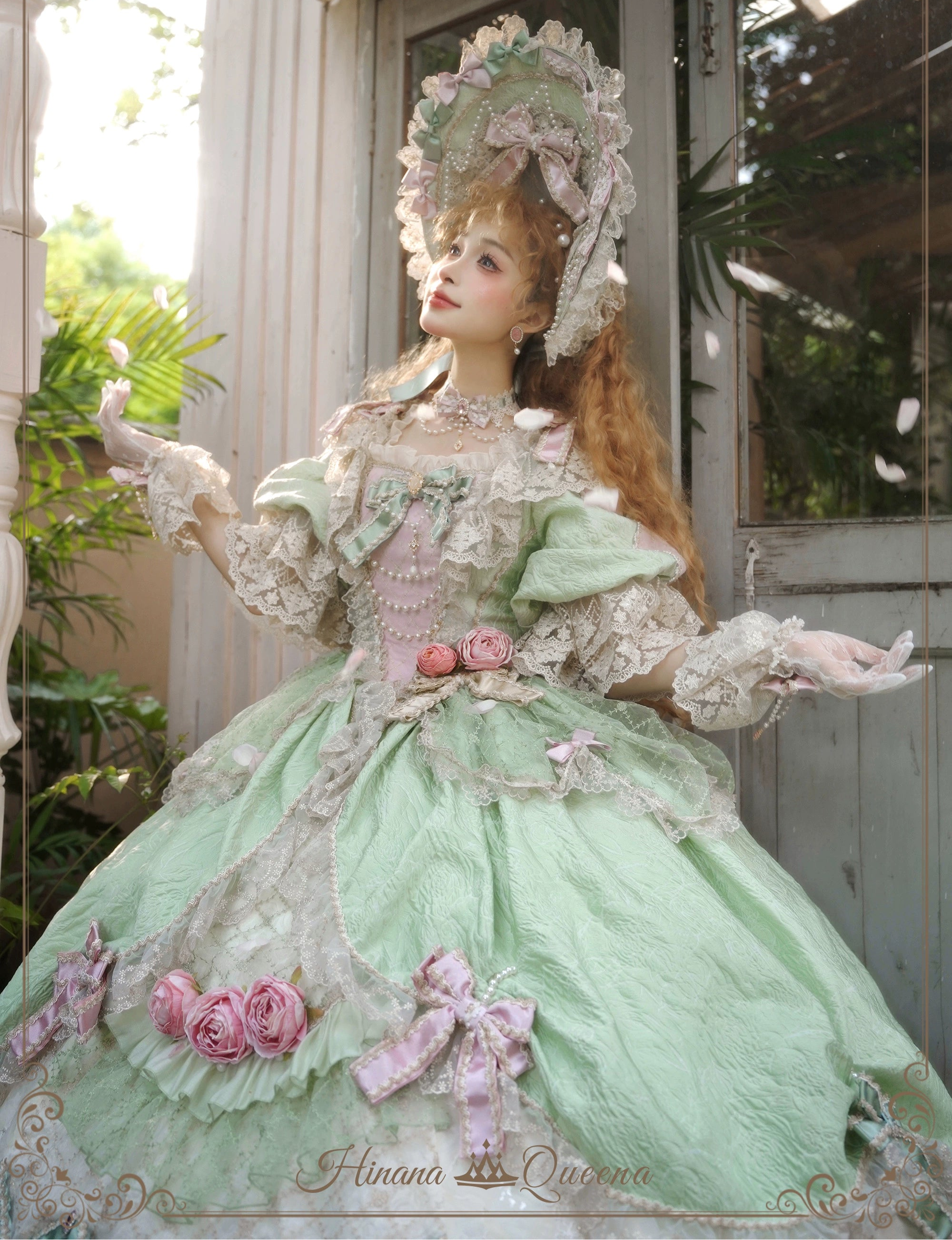 【受注予約6/26まで】Mirror Snow White プリンセスロングドレス・パステルグリーン