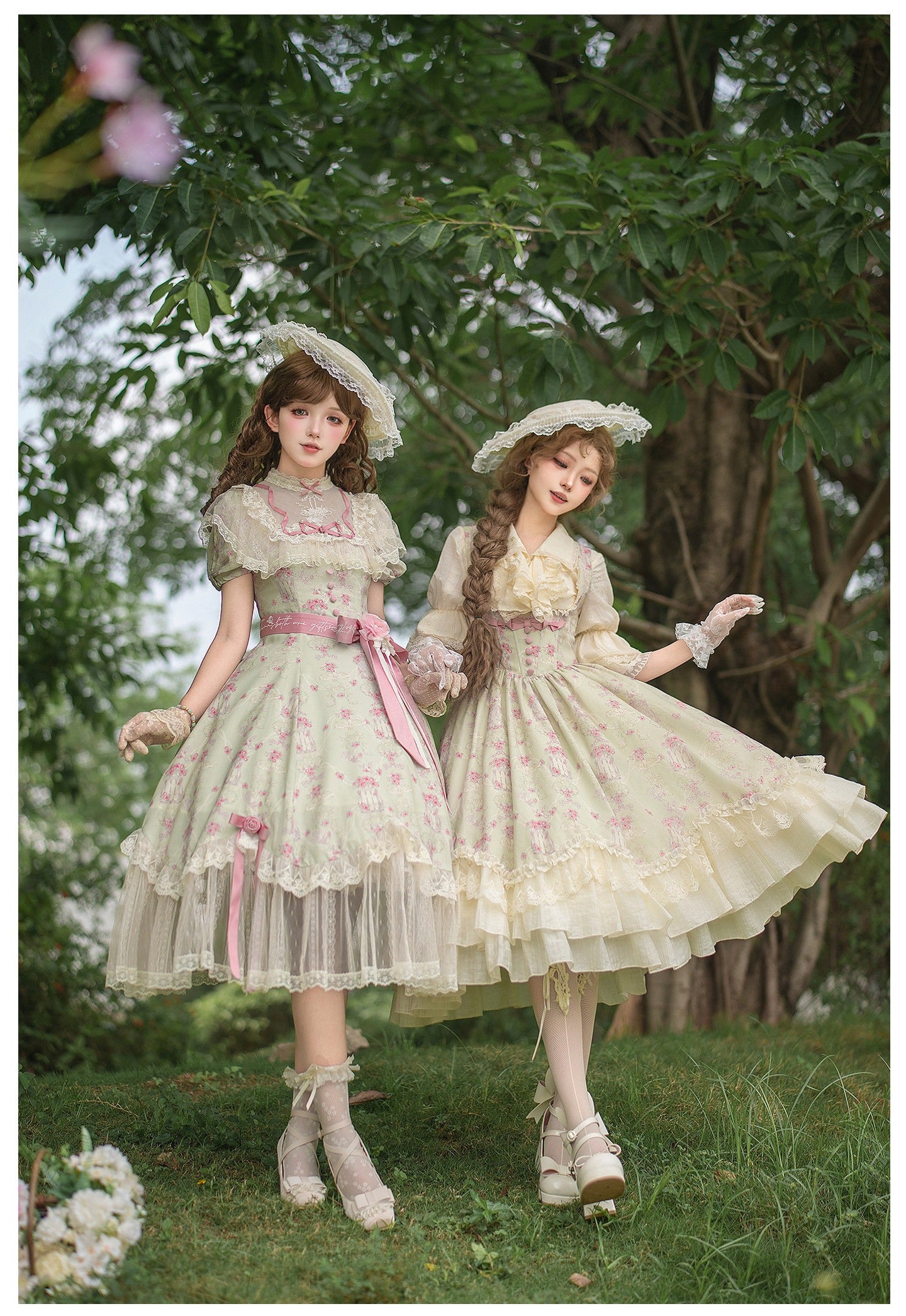 【予約販売】風薫る薔薇園 プリントジャンパースカート