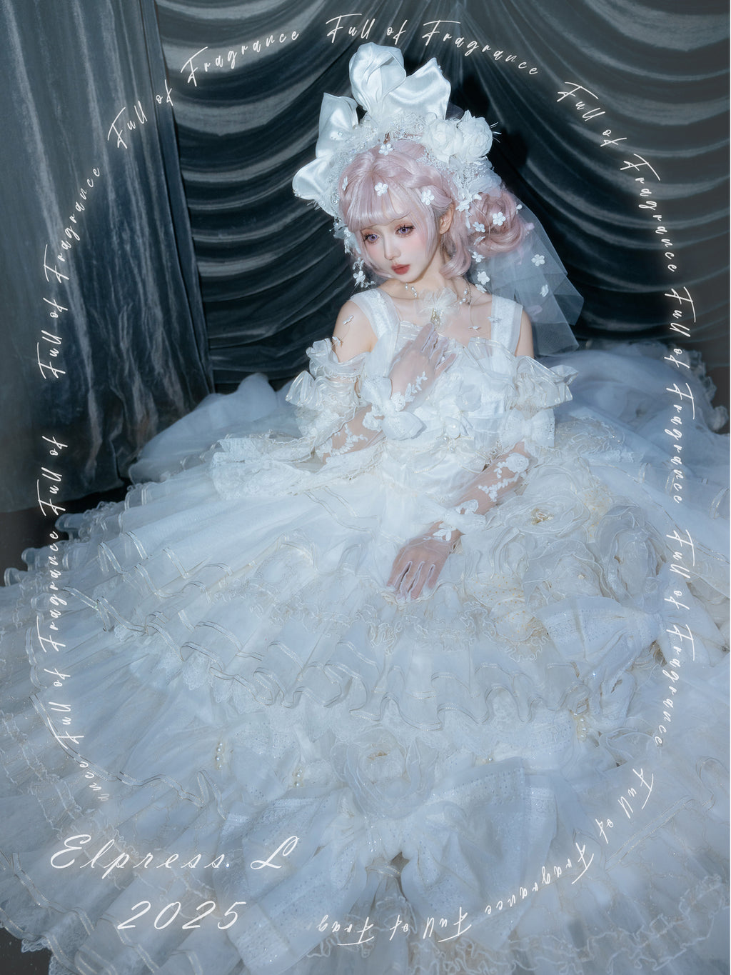 [Pre-orders available until 2/26] Full of Fragrance Dress with Train and Inner Skirt - White