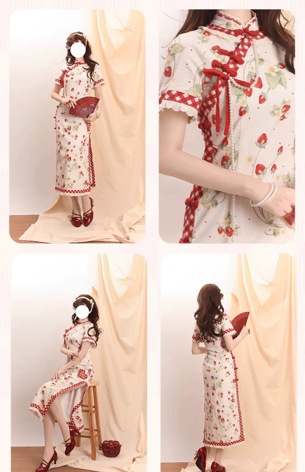 Strawberry Orchard 苺のチャイナドレス ロング丈
