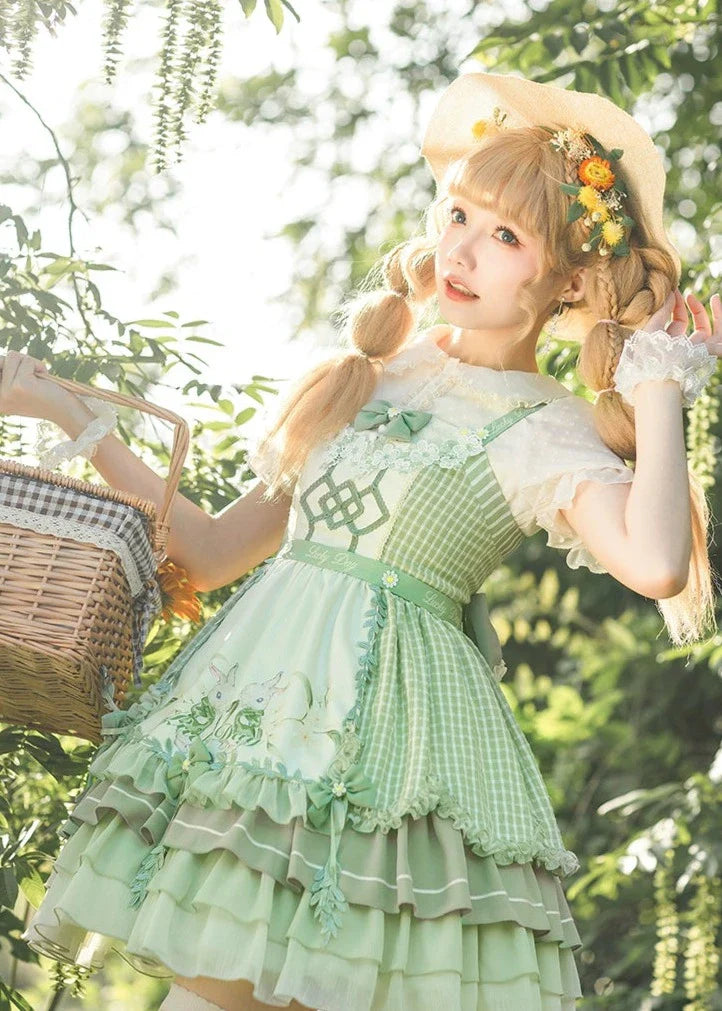 Lucky Day Dull green country style jumper skirt