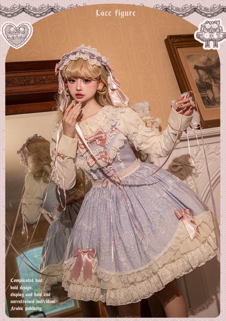 【再販・受注予約12/23まで】Lace Figure プリントジャンパースカート